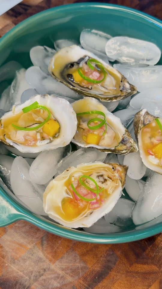 Peach Mignonette with Oysters